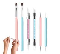 Herramienta De Silicona Para Uñas | Kit de 6 Pinceles De Doble Extremo Para Uñas,Kit De Manicura Con Cepillo Liner De Doble Punta Y Gel De Escultura Detalle Para Niñas Niñas