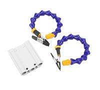 Herramienta de soldadura de tercera mano con 6 brazos flexibles de ABS y base de aleación de aluminio pintado para soldadura y montaje, incluye cubiertas de clip de goma (2 piezas)