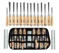 Herramienta de Talla de Madera TIMESETL 12 Gubias para Tallar Madera + 2 Lima + 4 Piezas de Piedra de Aceite, Juego Gubias Tallar Madera, Herramientas para Tallar Madera Gubias para Madera Artesanal
