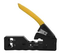 Herramienta de trineo de cable de red | 8p y 6p Crimper/stripper/cortador 3 en 1 | Diseñado para conectores RJ45 y RJ11 | Acero alemán, 135 mm (Yellow)