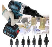 Herramienta de tuerca de remache inalámbrica alimentada por batería para tuercas M3-M4-M5-M6-M8-M10-M12 Función de memoria de remachado de tuercas automático/manual y 2 ajustes de engranajes