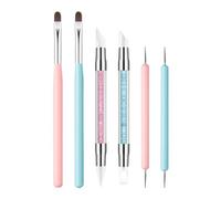 Herramienta De Uñas De Silicona - 6 Pinceles Liner Diseño Con Punta Doble | Kit De Manicura Con Pincel Detallador Para Esculpture Gel En Casa Y De Viaje