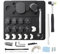 Herramienta dobladora de anillos para cucharas y anillos, kit de herramientas para doblar anillos de joyería con mandril, medidor de tamaño, troqueles de nailon, martillo y herramientas de pulido