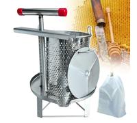 Herramienta extractora de miel, exprimidor manual de panal de abeja de acero inoxidable para uso doméstico o comercial, forma de barril duradera para apretar fácilmente y manejo seguro