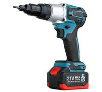 Herramienta for tuercas de remache inalámbrica de 21 V, pistola remachadora eléctrica portátil for tuercas M3-M12, remachadora a batería for acero, acero inoxidable y aluminio