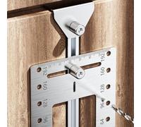 Herramienta localizadora de agujeros de acero inoxidable con guía de perforación de posicionamiento de taladro para proyectos de instalación de tiradores de gabinete de carpintería y cajones (grande)