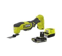 Herramienta multifunción inalámbrica Ryobi ONE+ de 18 V con batería de 2,0 Ah y cargador. Adaptador universal incluido para hacerlo compatible con accesorios de la competencia.