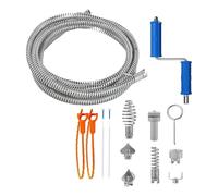 Herramienta multiusos para el cuidado de tuberías de 5 m con bobina de metal y cabezal de cepillo desmontable para uso doméstico, limpiador de desagües de baño