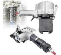 Herramienta neumática de flejado de metal con tensor y sellador de corte para aplicaciones de alta resistencia