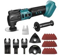 Herramienta oscilante inalámbrica compatible con batería Makita, herramienta de motor sin escobillas 21000 OPM Max con mango auxiliar, multiherramienta oscilante para raspar, lijar, cortar madera