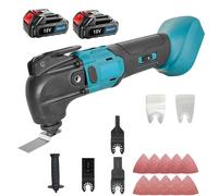 Herramienta Oscilante Inalámbrica de 2 Baterías, 18V con 2 Baterías de Iones de Litio, 6 Velocidades , Ángulo de Oscilación de 4°, Cambio Rápido de Cuchilla, 22 Piezas de Accesorios