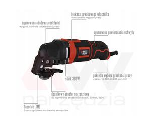 Herramienta oscilante multifuncional con cable - BLACK+DECKER - MT300KA-QS - 300W - corte, lijado, raspado - 11 accesorios