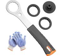 Herramienta para eje de pedalier de bicicleta Herramienta para instalar y quitar el eje de pedalier compatible con Hollowtech II Extractor de BB con llave para tapa de bielas,1 par de guantes