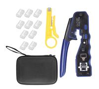 Herramienta para engarzar cables de red |Pelacables y cortador de cables de acero con alto contenido de carbono para cables RJ45 / Ethernet/Internet |10 cabezales de cristal