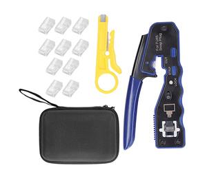 Herramienta para engarzar cables de red |Pelacables y cortador de cables de acero con alto contenido de carbono para cables RJ45 / Ethernet/Internet |10 cabezales de cristal