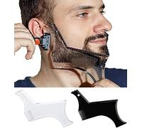 Herramienta para modelar barba y peinar con peine incorporado, guía de recortador de pelo, herramienta de plantilla de barba para hombre (paquete de 2, negro y transparente)