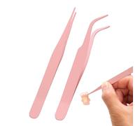 Herramienta para pestañas de codo recto, 2 pinzas adhesivas para álbumes de recortes, pinzas de acero inoxidable para manualidades, herramienta de pestañas de codo recto de acero inoxidable para