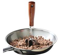 Herramienta para picar carne de hamburguesa - Molinillo para alimentos con mango de madera, trituradora de alimentos manual, para cocina doméstica, restaurante, carne, verduras, patatas, pollo, carne
