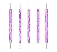 Herramienta Para Puntos En Uñas,5 Unidades de Puntero Para Manicura con Doble Punta de Acero Inoxidable,Pinceles Decorativos para Uñas - Para Salón Casa Estudio Aficionadas Mujeres Madres Y Expertas