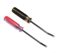 Herramienta para quitar grapas con cabeza de doble punta y mango ergonómico de goma para muebles, alfombras y marcos de fotos (amarillo y rojo)