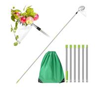 Herramienta para recoger fruta, Recogedor de frutas 2,4/3, M con bolsa almacenamiento acero inoxidable verde plateado for granja huerto doméstico
