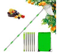 Herramienta para recoger frutas: poste extensible telescópico, cabezal de cesta de metal, agarre antideslizante, cosechadora portátil de gran altitud | Equipo de hardware de jardín agrícola para una f