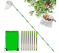 Herramienta para Recoger Frutas - Poste telescópico Extensible con Cabezal de Cesta de Metal | Ayuda para de Alto Alcance, recolector de jardín portátil, Agarre Antideslizante, Ajustable, 2-