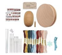 Herramienta para rellenar calcetines, disco de costura de madera con 9 agujas, incluye enhebrador e en 10 colores, para adultos, para bordar y hacer manualidades
