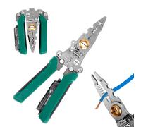 Herramienta Pelacables 9 en 1, Plegable Multifuncional Alicates Pelacables Portátil Manuales Herramientas para Voltaje Pruebas Tornillos Torsión y Prensado y Sujeción de Cables
