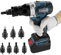 Herramienta portátil inalámbrica para tuercas remachables, pistola de tuercas insertables con batería de 5200 mAh y cabezales M3, M4, M5, M6, M8, M10 y M12(1x5200mah)