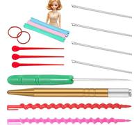 Herramienta Rerooting pelo muñecas - Puntas anti-rotura mango antideslizante, juego reparación pelo muñeca 29,21 cm | Para en casa, reuniones, clases, aficionados, principiantes y