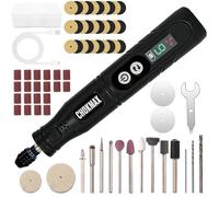 Herramienta rotativa inalámbrica, kit de amoladora con pantalla de trabajo de 6 velocidades, pinza universal y luz LED frontal, 68 accesorios, herramienta para artesanía para grabar, lijar, pulir, tal
