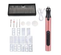 Herramienta rotativa inalámbrica, pluma de grabado eléctrica, minigrabador multifuncional de aleación de aluminio para arte de uñas, pulido, perforación, elaboración (Oro rosa)