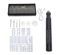 Herramienta rotativa inalámbrica Pluma de grabado eléctrica Multifuncional altamente eficiente para pulido de uñas Perforación Aleación de aluminio Ligero Portátil con 30 (Negra)