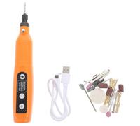 Herramienta Rotativa USB de 5 Velocidades con Luz, 3.7v | Carga 2000 Mah, 15000 R/, ABS Naranja, Pulido y Lijado para Trabajos Precisos