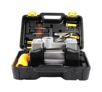 Herramientas Compresor Aire 12V | Inflador Doble Cilindro 200W Alta Presión | Kit Emergencia Para Moto, Auto, Camping | Pantalla Digital + 6 Accesorios | ABS+Metal Portátil Para Viajes