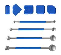 herramientas de alisado de sellador 9 piezas, kit de acabado de juntas para azulejos, rascador de silicona y tirador de bola doble metálica para baño y cocina, multiforma, fácil de usar