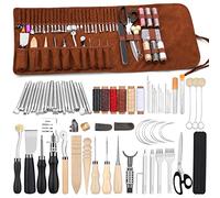 Herramientas de artesanía de cuero Kit de herramientas de trabajo de cuero con bolsa de almacenamiento personalizada Herramientas de talla de cuero Artesanía de cuero para cortar, perforar, coser,