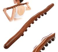 Herramientas de barra de madera Guasha, 20 '' 8 cuentas de masaje de madera Roller Terapia de madera Massage Herramientas Manuel Wooden Fascia Massage para la forma del cuerpo, alivio del dolor muscu