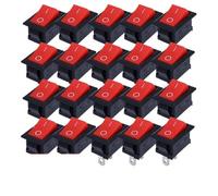 Herramientas de coche interruptor de botón de 2 pines SPST 6A 250V NO/apagado basculante barco hogar motocicleta interruptor portátil pequeño(Red -20pcs)