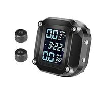 Herramientas de control de presión de los neumáticos Motocicleta TPMS Sistema de alarma de la temperatura del neumático del neumático del neumático del motor con 2 motros de sensores externos USB Carg