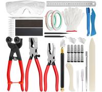 Herramientas de corte de vidrio, kit de 41 piezas de vidrieras con alicates para correr, alicates de rotura, juego de cortador de vidrio de alimentación de aceite, suministros completos de vidrieras