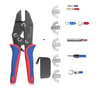 Herramientas de crimpado Juego De Herramientas De Crimpado, Crimpadora De Alambre De Trinquete For Conectores De Férula De Bandera De Barril Abierto No Aislados Termorretráctiles(9CQK 5 jaw bag)
