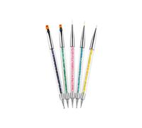 Herramientas de doble punta para decoración de uñas, kit de 5 piezas que incluye pincel delineador y rotuladores para uñas acrílicas en casa.