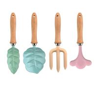 Herramientas de Jardín Infantiles | 4 Piezas Portátiles con Mango De Madera En Forma Hoja - Juego de jardinería Infantil con Pala y rastrillo | para Niños y Niñas, Playa, , Patio, Arenero,