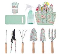 Herramientas de Jardín - Jardinería con Estampado Floral Incluye Rastrillo con Organizadora - Set de Herramientas de Jardinería Antióxido | Para Mujeres Jardineras, Madres, Exterior, Invernadero, Poda