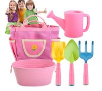 Herramientas de jardín para niños, juego de herramientas de jardín para niños, 6 herramientas de jardín para niños, pala rastrillo con bolsa de bolsillo, juego de pensamiento creativo para jardinería