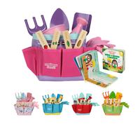 Herramientas de jardinerνa para niρos de color rosa: incluye una bolsa resistente, una regadera, guantes, palas, estacas de jardνn y un encantado