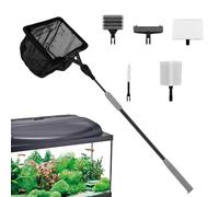Herramientas de limpieza de peceras, juego de limpieza de peceras de acuario | Kit de limpieza de peceras con mango telescópico,Cepillo para pecera de mango largo, raspadores telescópicos de algas, ki