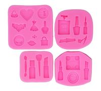 Herramientas de maquillaje Moldes de silicona Grado alimenticio Antiadherente Durable Suave Inodoro Moldes de fondant para pastel Hielo Pan Chocolate Hornear Rosa Juego de 4